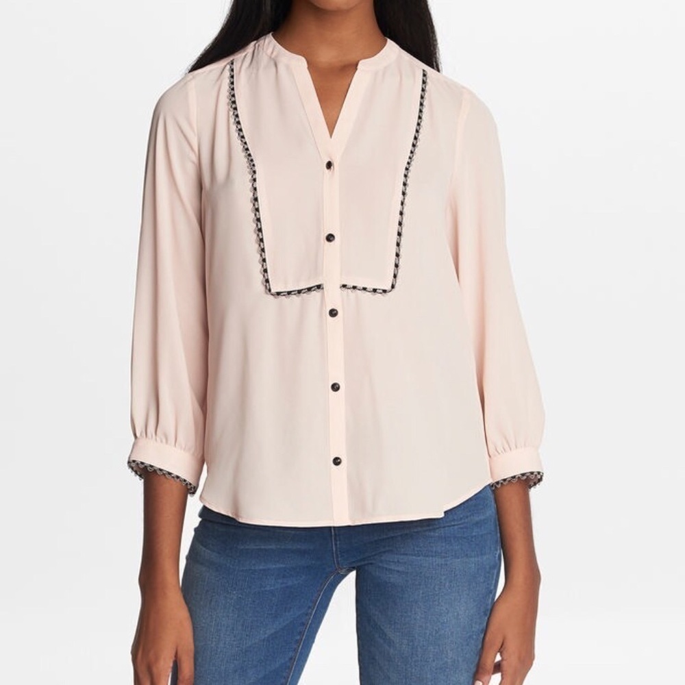 Karl Lagerfield Blush Peach Button Down Blouse
